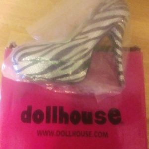 NEW. Dollhouse Glittery Zebra Striped Stillettos